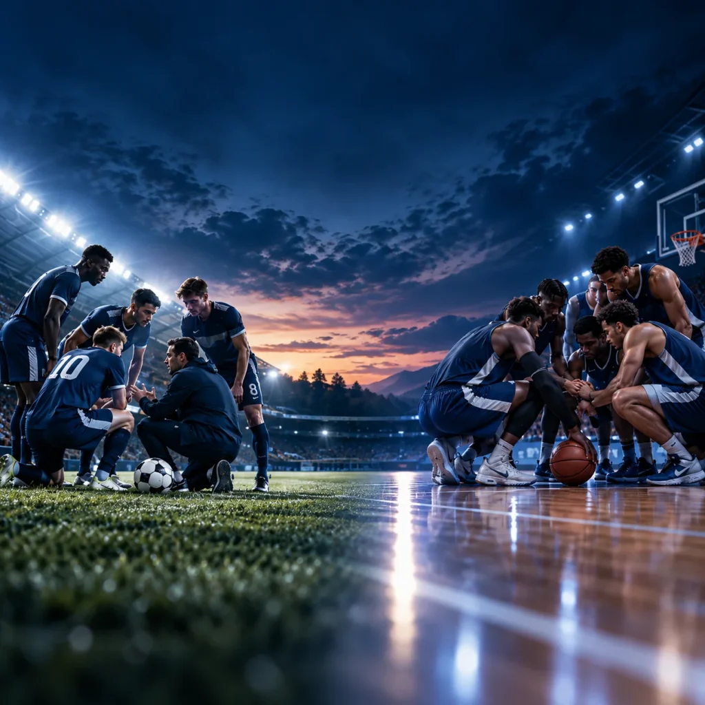Équipe de football et de basketball réunie pour représenter les clubs sportifs ELA SPORTS