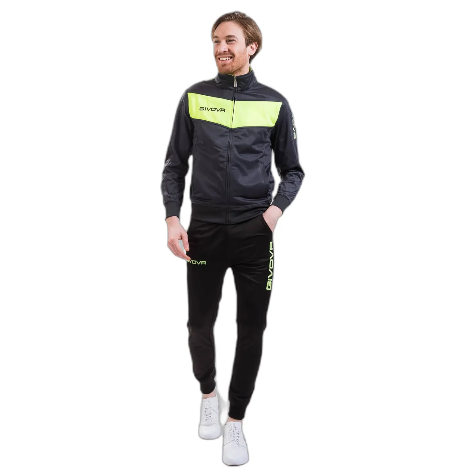 Survêtement Givova Visa Fluo noir jaune fluo TR018F 1019