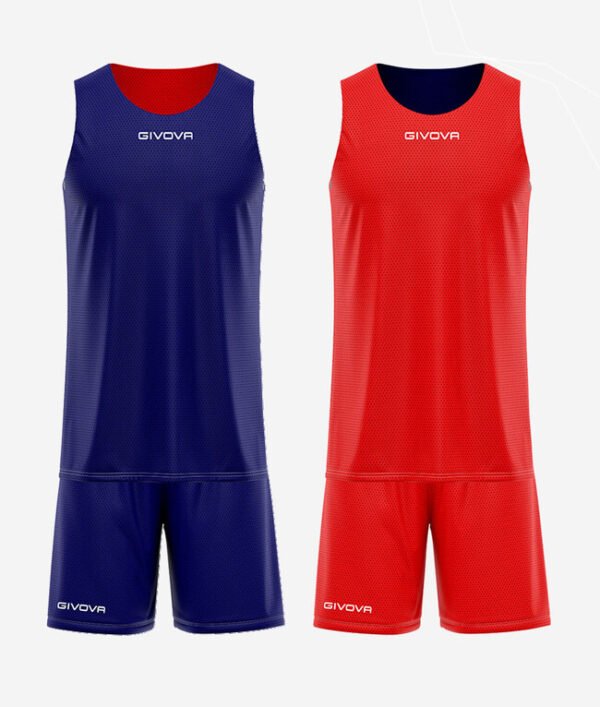 Ensemble basketball réversible GIVOVA KITB06 coloris BLEU/ROUGE code 0412