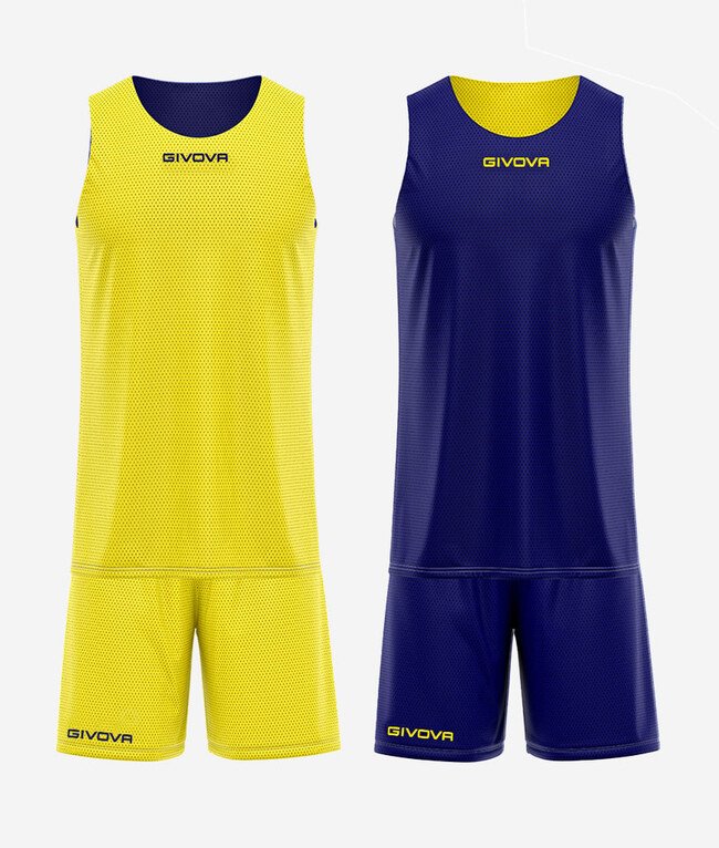 Ensemble basketball réversible GIVOVA KITB06 coloris JAUNE/BLEU code 0704