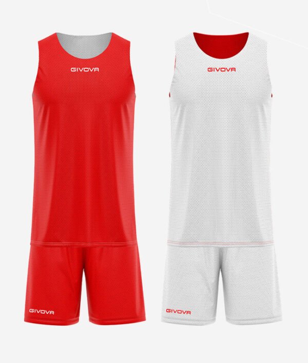 Ensemble basketball réversible GIVOVA KITB06 coloris ROUGE/BLANC code 1203