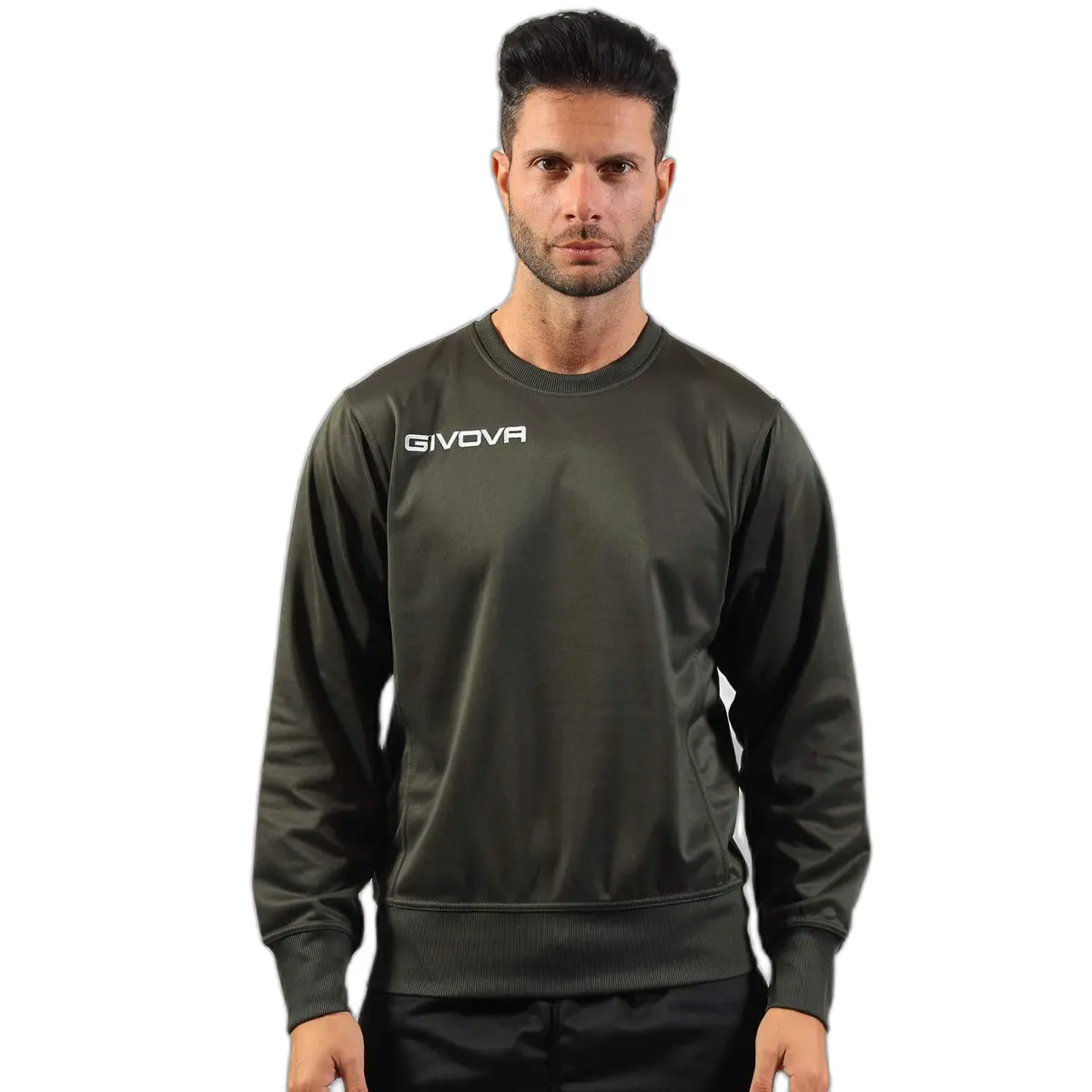 Haut polaire col rond GIVOVA ONE MA019FS, coloris VERT MILITAIRE, code 0051