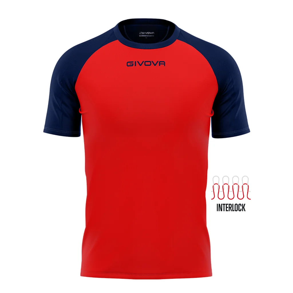 Maillot GIVOVA CAPO MAC03 rouge et bleu avant personnalisation