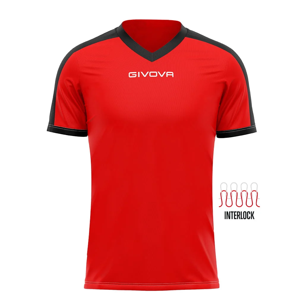 Maillot GIVOVA REVOLUTION MAC04 rouge et noir du catalogue ELA SPORTS pour le football