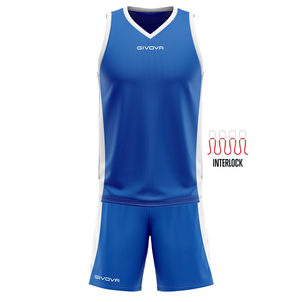 Ensemble basket Givova KITB05 bleu azur et blanc, maillot et short