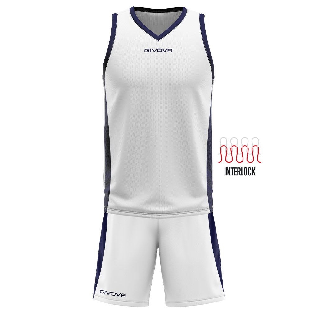Ensemble basket Givova KITB05 blanc et bleu, maillot et short