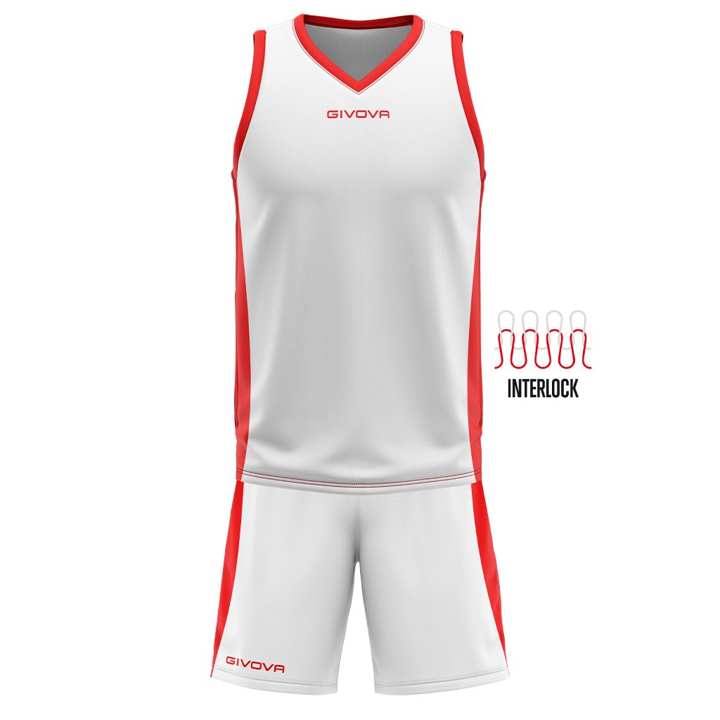 Ensemble basket Givova KITB05 blanc et rouge, maillot et short