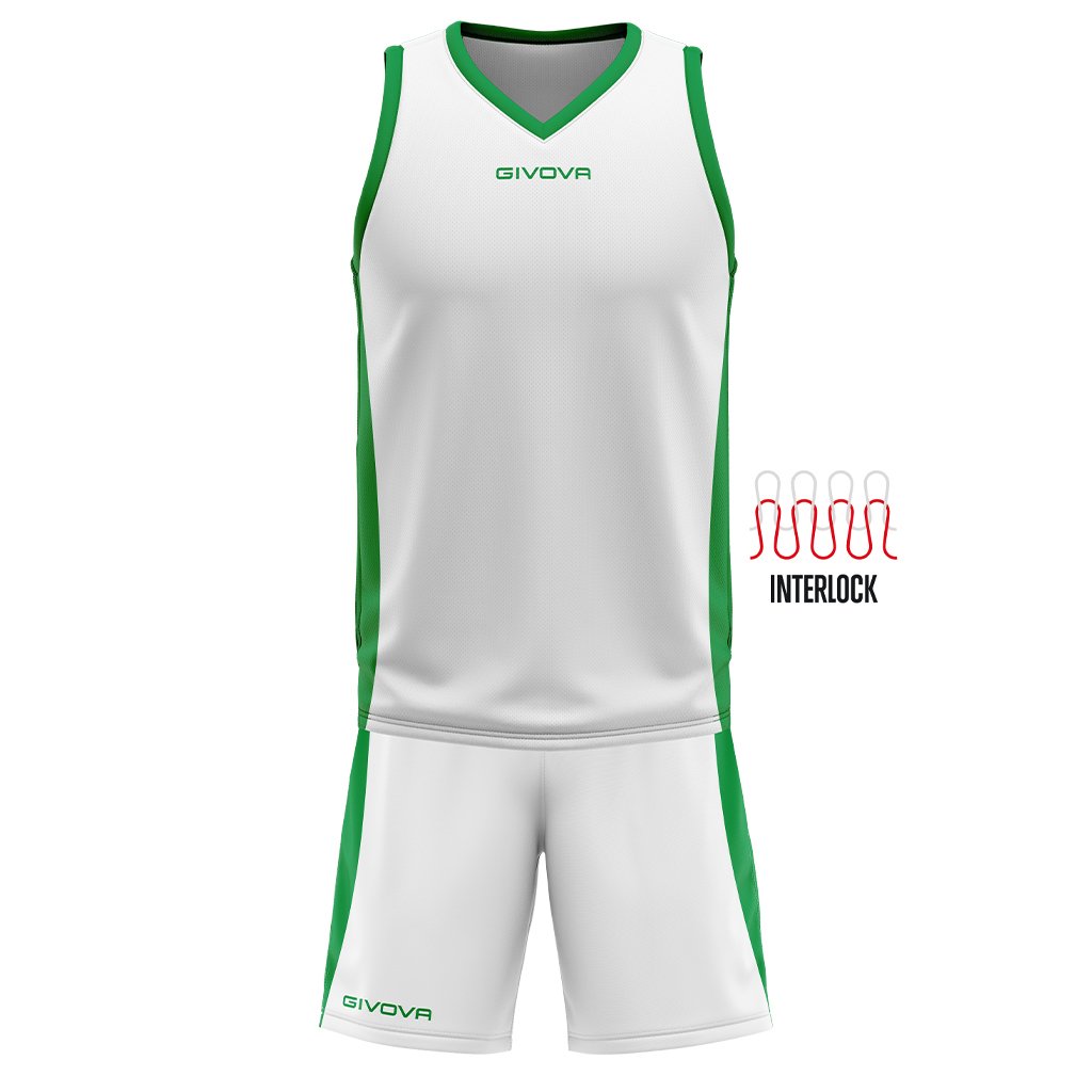 Ensemble basket Givova KITB05 blanc et vert, maillot et short