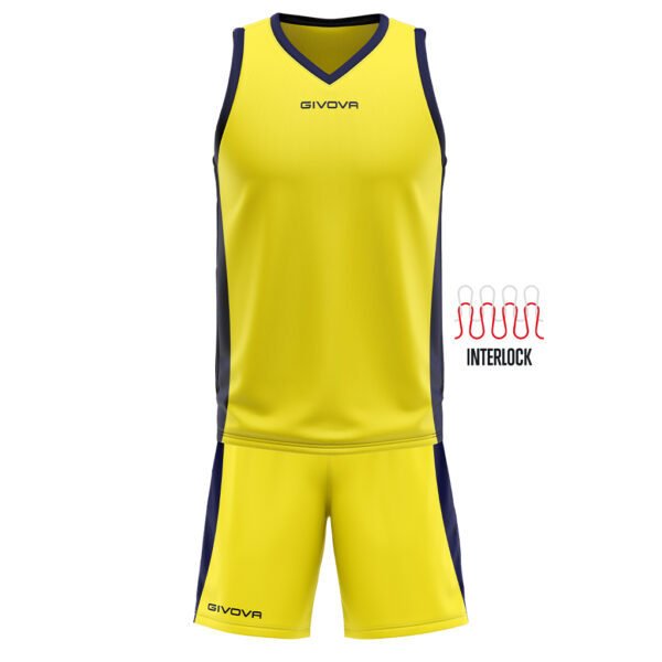 Ensemble basket Givova KITB05 jaune et bleu, maillot et short
