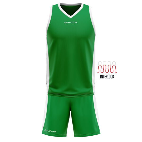 Ensemble basket Givova KITB05 vert et blanc, maillot et short
