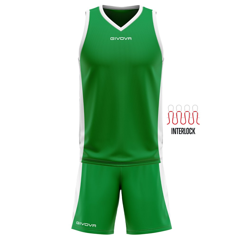 Ensemble basket Givova KITB05 vert et blanc, maillot et short