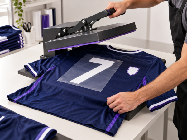 Personnalisation d’un maillot par flocage à chaud
